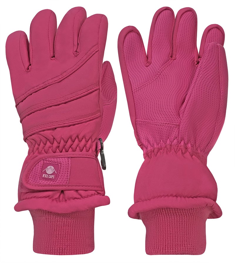 N'Ice Caps Kids Waterproof Winter Thinsulate Warm Gloves (Fuchsia, 5-6 Years) - Image 1